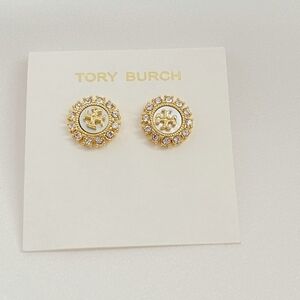 Tory Burch Gold and Crystal Embellished Earrings